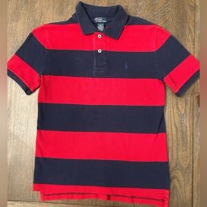 Polo by Ralph Lauren Kids Red and Navy Striped Polo Shirt 10-12